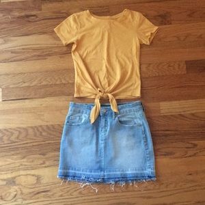 Girls top and denim skirt